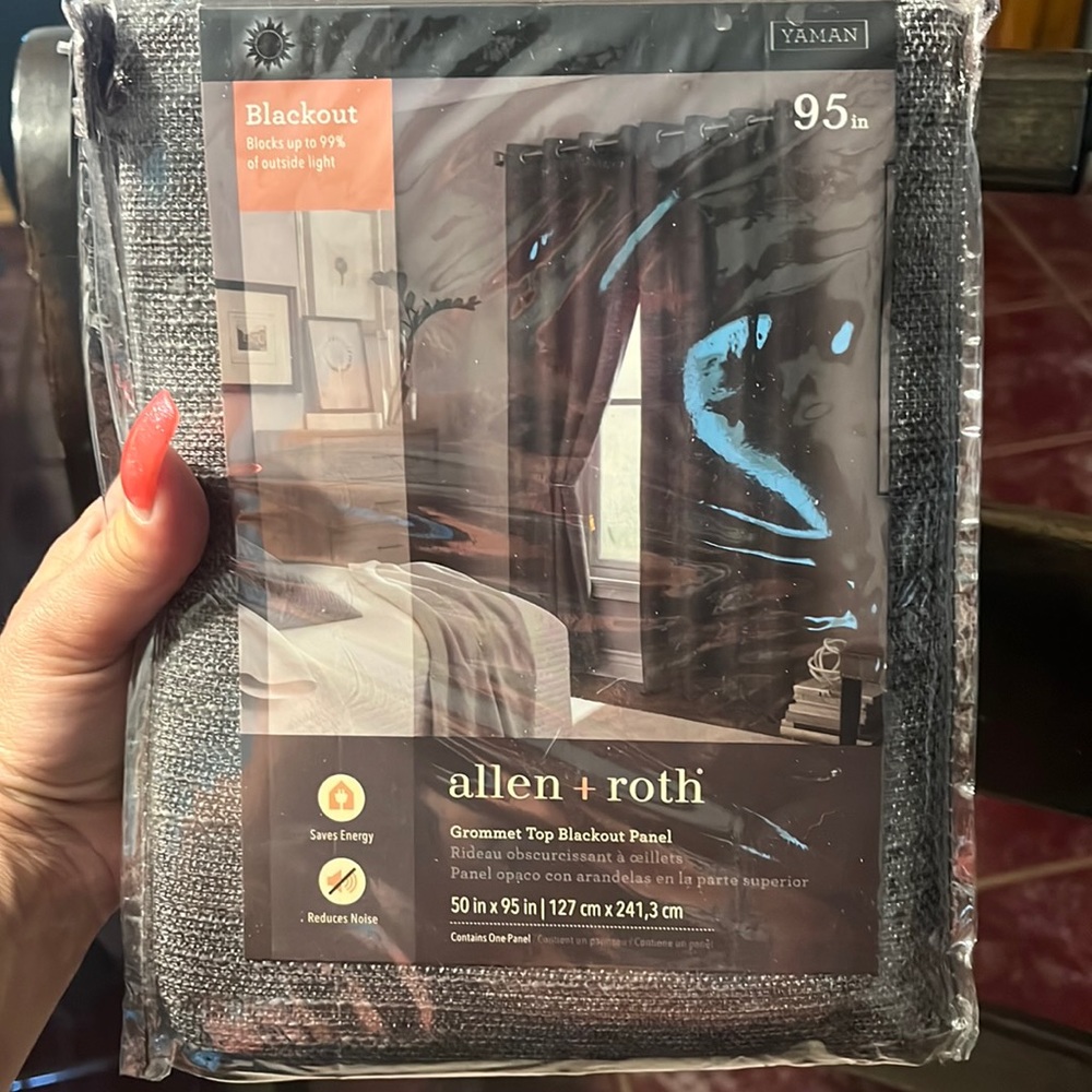Allen Roth dark grey black out curtain set of two panels